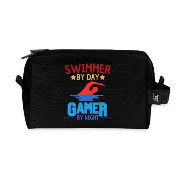 Funny Gambler Swimmer Gamer Saying - Recycled Toiletry Zip Bag - black - Front