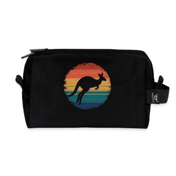 Retro Vintage Kangaroo Animal Lover Wildlife - Recycled Toiletry Zip Bag - black - Front