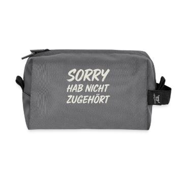 Ironie Spruch - Sorry, hab nicht zugehört - Recycelte Kulturtasche - Anthrazit - Vorne