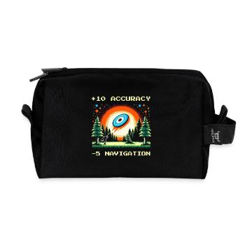 +10 Accuracy | Disc Golf Technique Flight Path Objectives - Recycled Toiletry Zip Bag - black - Front