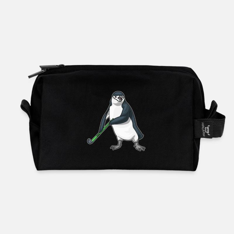 Pinguin Feldhockey Hockeyschläger - Recycelte Kulturtasche - Schwarz