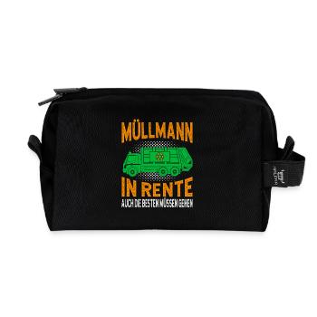 Retired garbage collector Garbage truck Garbage man pensioner - Recycled Toiletry Zip Bag - black - Front