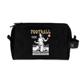 Swiss Soccer Player Shirt: Tactics and Timing - Recycled Toiletry Zip Bag - black - Front