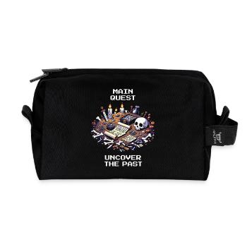 Main Quest Past | Archaeology History - Recycled Toiletry Zip Bag - black - Front