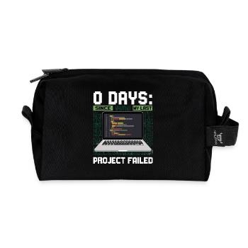 Technical Support 0 Days Since My Last Project - Recycled Toiletry Zip Bag - black - Front