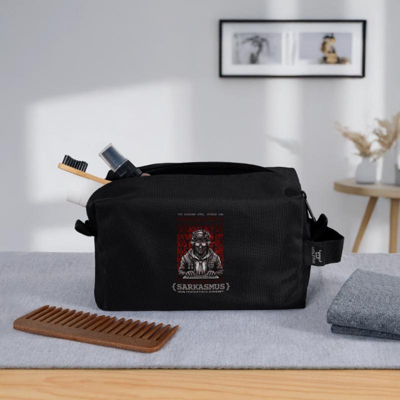 Je parle HTML, Python et sarcasme Trousse de toilette en tissu recyclé