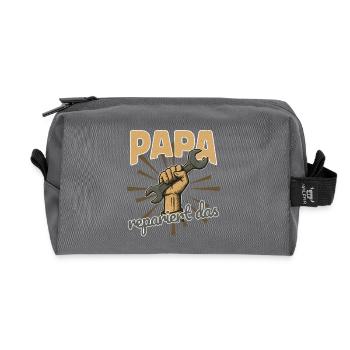 Papa Repariert Das Vatertag Werkzeug Großvater - Recycelte Kulturtasche - Anthrazit - Vorne