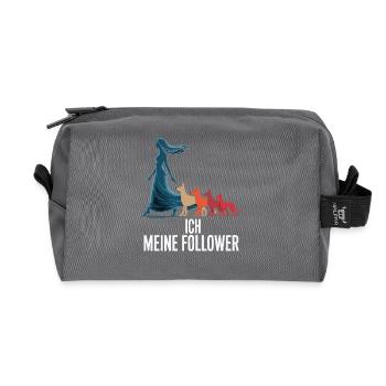 Ich & meine Follower – Hundehumor Design - Recycelte Kulturtasche - Anthrazit - Vorne