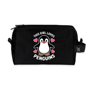 Pinguin Spruch Lustige Pinguine Geschenk - Recycelte Kulturtasche - Schwarz - Vorne