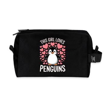 Penguin Saying Funny Penguins Gift - Recycled Toiletry Zip Bag - black - Front