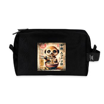 Ramen Erdmännchen Grunge Poster Style - Recycelte Kulturtasche - Schwarz - Vorne