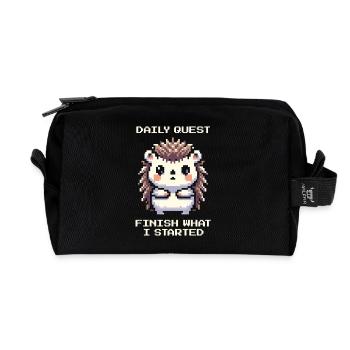 Daily Quest: Finish | ADHD Tasks - Recycled Toiletry Zip Bag - black - Front