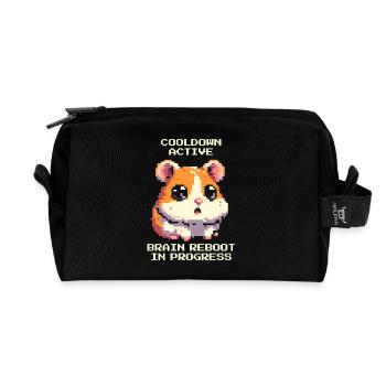 Mental cinema on cooldown | ADHD Stimulus Filter Reset - Recycled Toiletry Zip Bag - black - Front