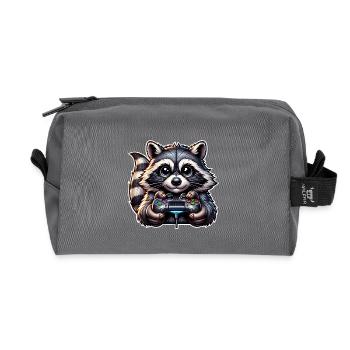 Waschbär Gamer Gaming Nerd - Recycelte Kulturtasche - Anthrazit - Vorne