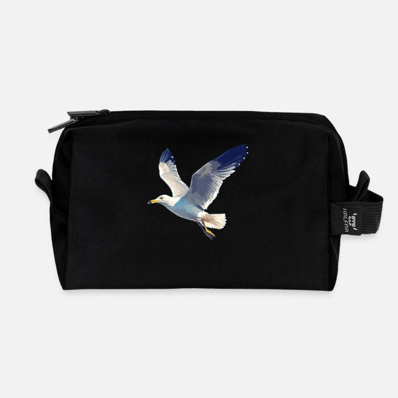 Möwen Möwe - Recycelte Kulturtasche - Schwarz