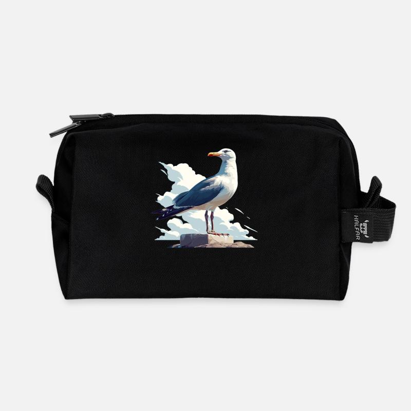 Möwen Möwe - Recycelte Kulturtasche - Schwarz