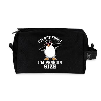 Penguin Saying Funny Penguins Gift - Recycled Toiletry Zip Bag - black - Front