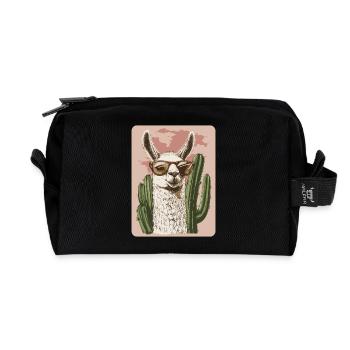 Funny Llama Alpaca Llama Animal Gift - Recycled Toiletry Zip Bag - black - Front
