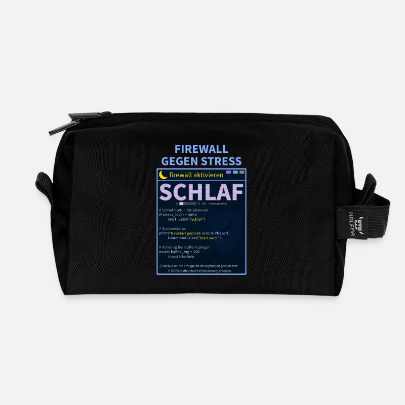 Firewall gegen Stress: Schlaf - Recycelte Kulturtasche - Schwarz
