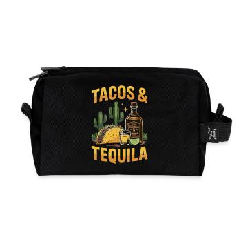 Tacos & Tequila – Fiesta Design for Mexico Fans - Recycled Toiletry Zip Bag - black - Front