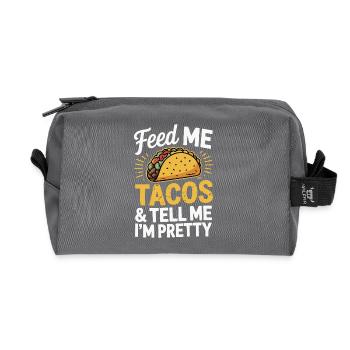 Taco-Design - Füttere mich & sag, ich bin hübsch - Recycelte Kulturtasche - Anthrazit - Vorne