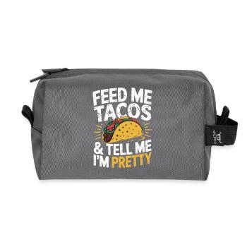 Taco-Design - Füttere mich & sag, ich bin hübsch - Recycelte Kulturtasche - Anthrazit - Vorne