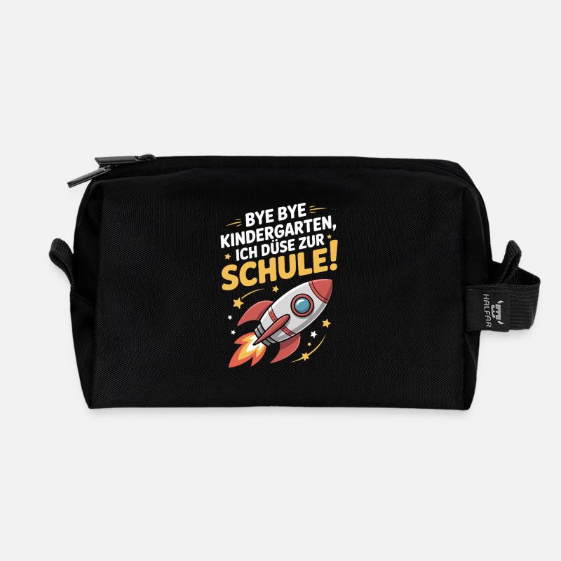 Einschulung 2025 Schulkind Astronaut Rakete Junge - Recycelte Kulturtasche - Schwarz