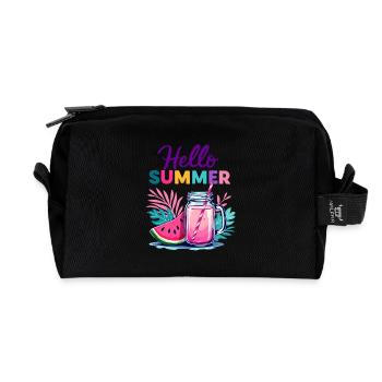 Hello Summer - Recycled Toiletry Zip Bag - black - Front