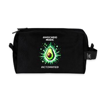 Avocado Mode Activated | Fruit power in pixel style - Recycled Toiletry Zip Bag - black - Front