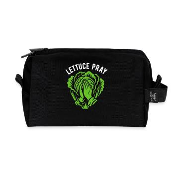 Lettuce pray - pun - Recycled Toiletry Zip Bag - black - Front