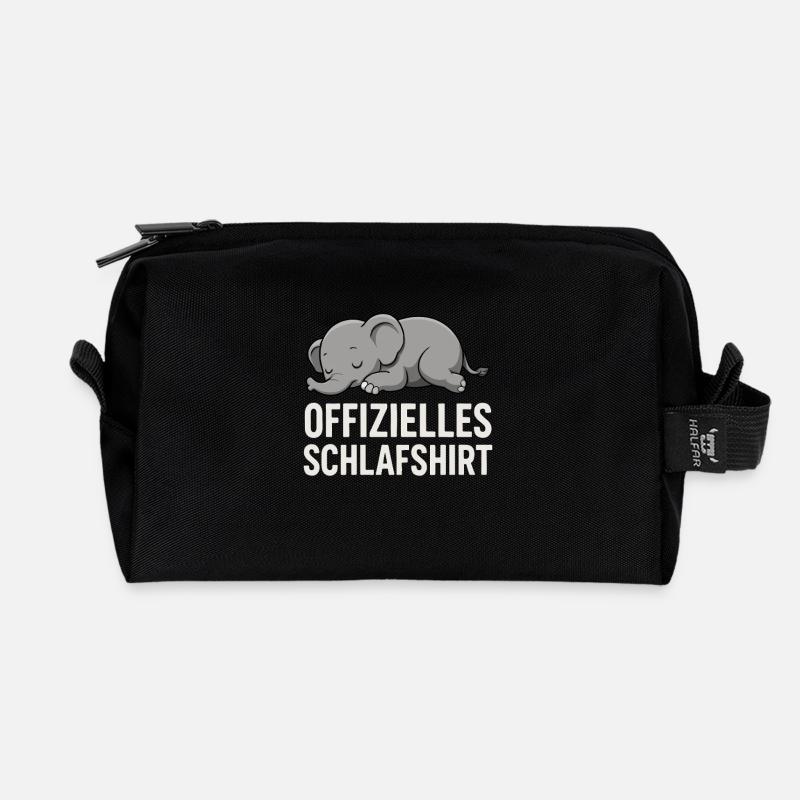Offizielles Schlafshirt mit süßem Elefanten - Recycelte Kulturtasche - Schwarz