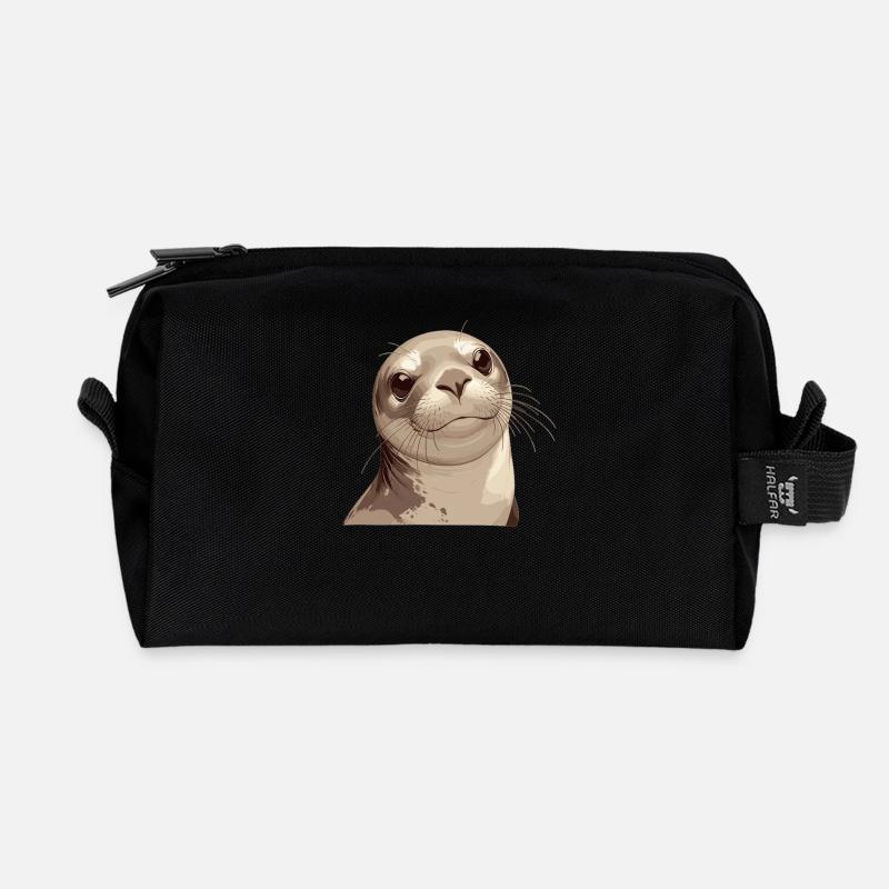 Robben Robbe - Recycelte Kulturtasche - Schwarz