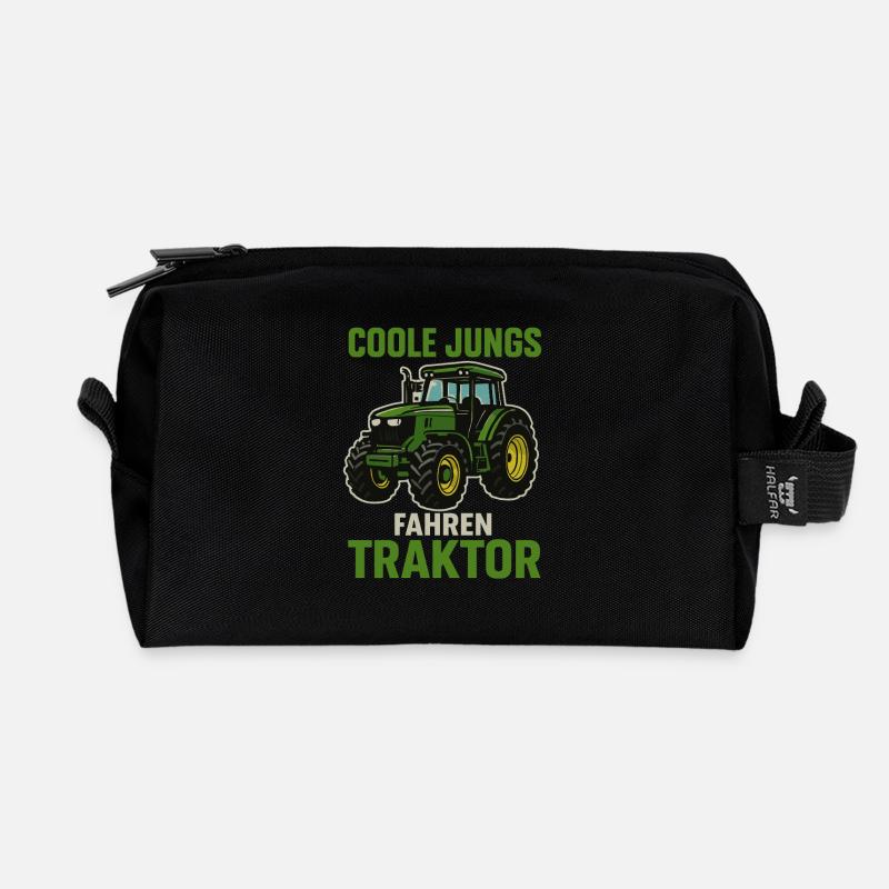 Coole Jungs fahren Traktor – Bauernhof Spruch - Recycelte Kulturtasche - Schwarz