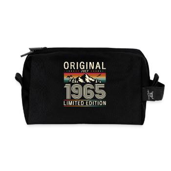 60th Birthday Original July Vintage 1965 - Recycled Toiletry Zip Bag - black - Front