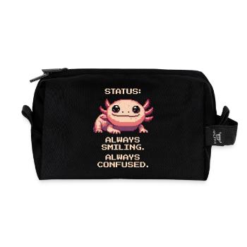 Statut de l’axolotl | Nerd rétro toujours souriant - Trousse de toilette en tissu recyclé - noir - Devant