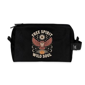 Flying Owl Free Spirit Wild Soul Shirt - Recycled Toiletry Zip Bag - black - Front
