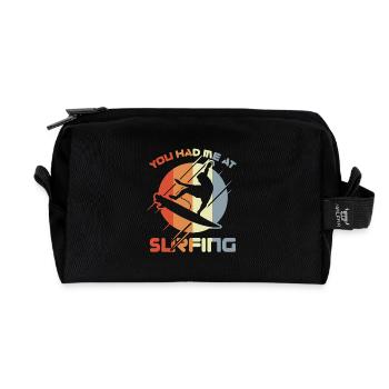 You had me surfing - Recycled Toiletry Zip Bag - black - Front