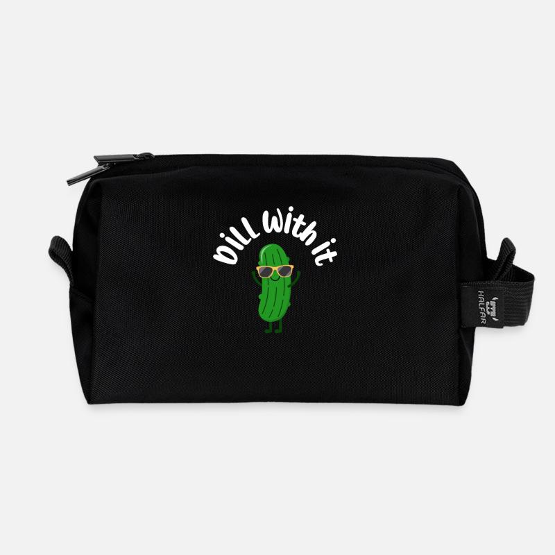 Dill With It Cool Gurke Lustiges Spruch Motiv - Recycelte Kulturtasche - Schwarz