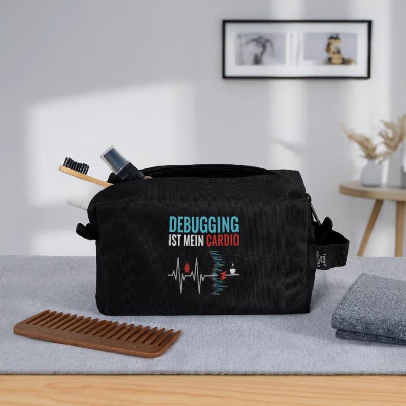 Debugging is my cardio - programmer nerd Recycled Toiletry Zip Bag