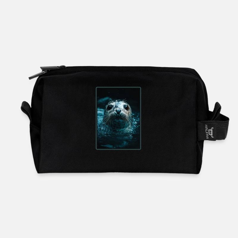 Robben Robbe - Recycelte Kulturtasche - Schwarz