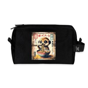 Ramen Erdmännchen Grunge Poster Style - Recycelte Kulturtasche - Schwarz - Vorne