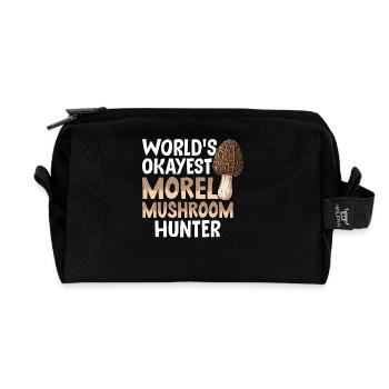 Worlds Okayest Morel Mushroom Hunter - Recycled Toiletry Zip Bag - black - Front