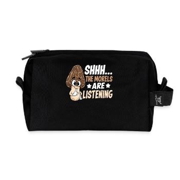 Shhh The Morels Are Listening - Recycled Toiletry Zip Bag - black - Front