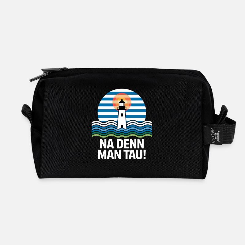 Na Denn Man Tau Leuchtturm Maritim Motiv - Recycelte Kulturtasche - Schwarz
