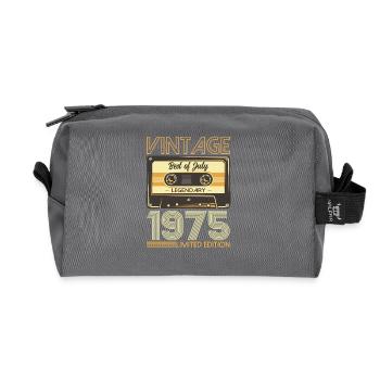 50th Birthday Cassette July Vintage 1975 - Recycled Toiletry Zip Bag - anthracite - Front