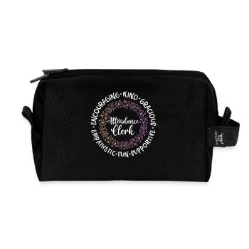 attendance clerk encouraging kind fun Design - Recycled Toiletry Zip Bag - black - Front