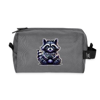 Waschbär Gamer Gaming Nerd - Recycelte Kulturtasche - Anthrazit - Vorne