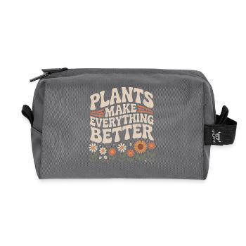 Plants Make Everything Better Gardener Garden Rose - Recycled Toiletry Zip Bag - anthracite - Front