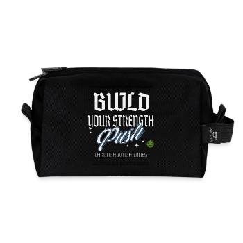 Stay strong – grow through hard times - Recycled Toiletry Zip Bag - black - Front