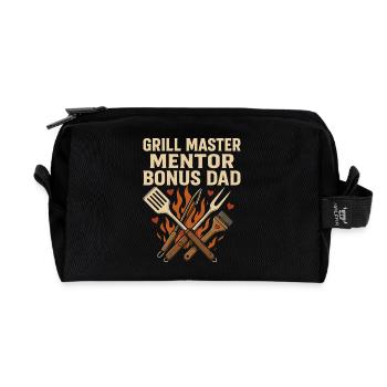 Grill Meister & Bonus-Dad - Recycelte Kulturtasche - Schwarz - Vorne